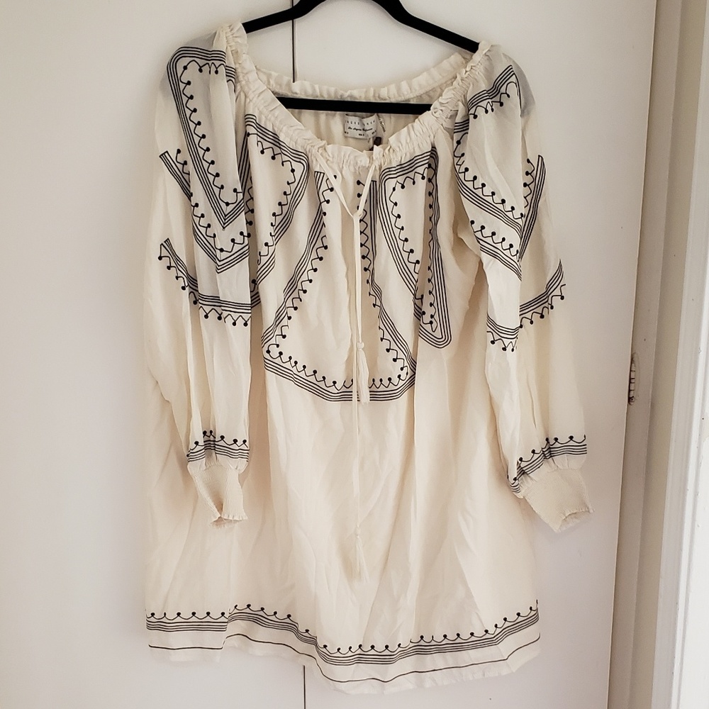 Womens boho cream off the shoulder dress